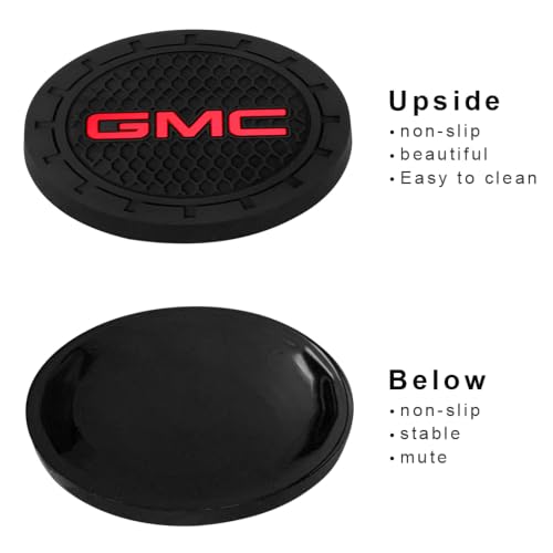 Image of Black Silicone Car Coasters for GMC Series Series Non-Slip Car Cup Holder Coasters,Car Interior Accessory for Car Cup Holder 2.75IN 2Pack
