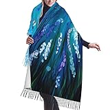 SLEHAGU Purple flowers and cute dragonfly Women's Scarf Pashmina Shawl Wrap for Evening Dress Wedding Bridal Winter Warm Large Scarves