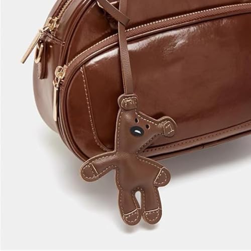 Image of Brown Teddy Bear Bag Charm for Handbags and Car | Cute PU teddy bear charm decorates purses, backpacks, keys or car interiors and makes a charming gift for friends and family