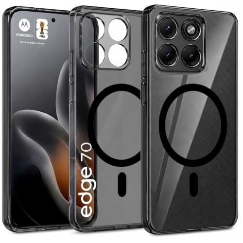 Image of Elzzi Anti Scratch Semi Translucent Cover for Moto Edge 70 Case, Premium PC + TPU Magnetic Phone Cases Drop Proof, Compatible with Magsafe Slim Never Yellowing Shockproof