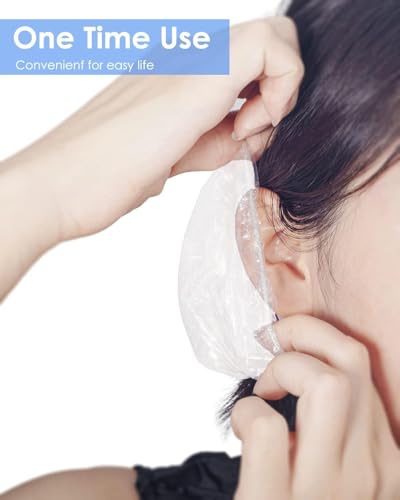 Image of FEORA 200 Pieces Transparent Ear Cover for bathing Ear Caps for Shower Waterproof Ear Protection from Water Ear Cap for Women Hair Dye Bathing Ear Protector from Water Salon Accessories