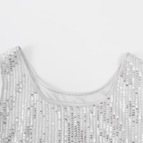Noomelfish Girls Sequin Tank Tops Sparkly Glitter Dance Sleeveless Shirt (5-12 Years)3