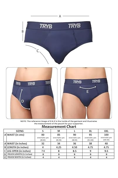 Image of TRYB Supporter for Cricket | Sports Underwear for Men | Stretchable Active Supporter Briefs | Pouch for Abdominal Guard | Light Weight, Breathable & Quick Dry | Gym Sports Innerwear Brief