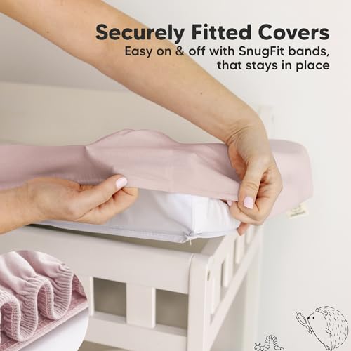 Image of 2-Pack Baby Changing Pad Cover for Girl, Boy - 34x18 Soft Viscose Derived from Bamboo Baby Diaper Changing Table Pad Cover Sheets, Neutral, Snug Fit Nursery Diaper Change Sheets (Pastel)