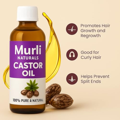 Image of Murli Castor Oil (Arandi ka Tel) | 100% Pure & Natural Oil for Hair Growth, Eyelashes, Eyebrows, Skin, Scalp, Nails, Acne Scars, Pigmentation & Lip Care | Rich in Vitamin E (400 ml)