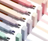 Marca Texto Quadrado em Tons Pastéis, 6 Cores, Design Inovador para Estudo e Trabalho