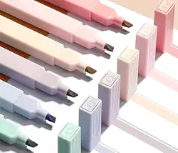 Marca Texto Quadrado em Tons Pastéis, 6 Cores, Design Inovador para Estudo e Trabalho