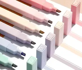 Marca Texto Quadrado em Tons Pastéis, 6 Cores, Design Inovador para Estudo e Trabalho