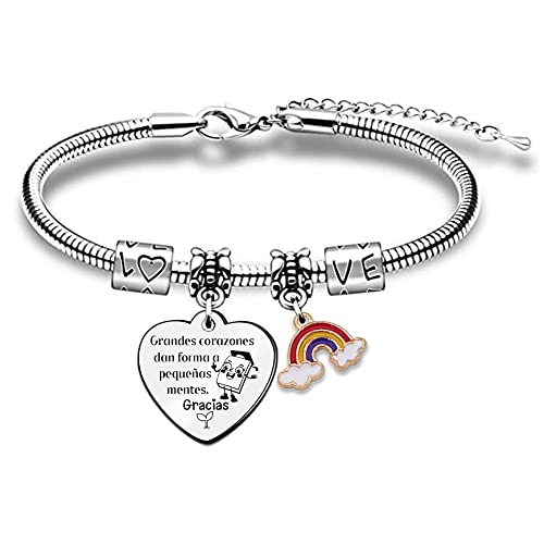 Pulsera Muñeca Mujeres Brazaletes Aprecia el Día Maestros Regalo Cumpleaños Tutor Corazones Joyería Recuerdo Graduación Estudiantes Clase Acción Gracias Navidad Lindo Arco Iris