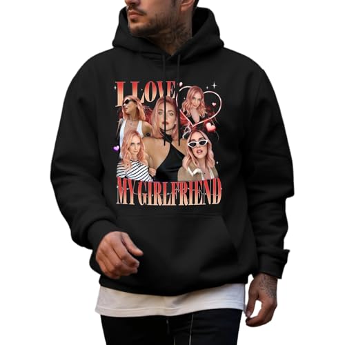 Generisch 2026 Sudadera con capucha para San Valentín con diseño personalizado grabado texto un suéter como idea de regalo para tu novio, rojo, XXL