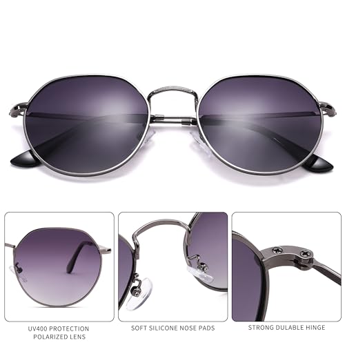 LIU·WEN Retro Round Polarized Sunglasses - Classic Metal Frame Shades for Women Men4