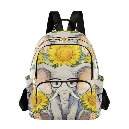 Sac à dos décontracté Éléphants mignons et tournesol pour utilisateur de taille S-M