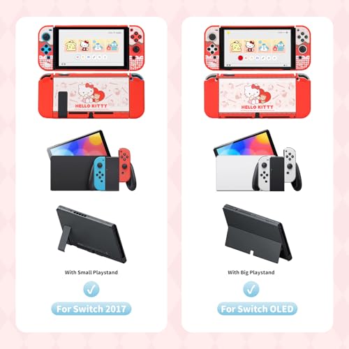 Image of Kuitmor Protective Shell for Switch OLED,Slim Cute Pattern Dockable Cover Case Compatible with Switch OLED,Anti-Scratch and Shock-Absorption Design Cover Skins for Joystick(Hello Kitty)
