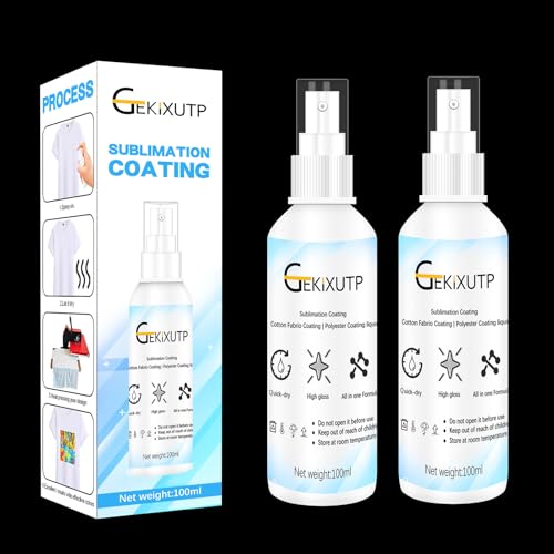 2 x 100ml Sublimation Spray for Cotton Tshirts,Sublimation Coating Spray for T-Shirts, Canvas, Polyester Fabric,Quick Dry, High Gloss,Polyester Spray for Sublimation