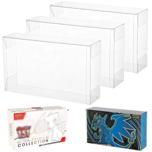 3 PCS Protector Cases for Mega Charizard X EX or Ultra-Premium Collection UPC Protector Case Clear Plastic Hard Premium Collection Protector Boxes Scratch Resistant Boxes for Display or Storage