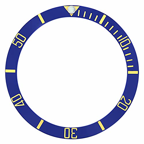 Ewatchparts Bezel Insert Ceramic Compatible With Rolex Submariner Sapphire 16808, 16613 Engraved Blue Gold Font