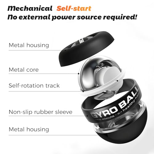 BeSokar Auto-Start Gyro Ball Wrist & Forearm Trainer, 5-Level Adjustable Resistance with LED Light Control, Transparent Gyroscopic Exerciser for Arm, Finger & Wrist Strength by BeSokar - Image 3