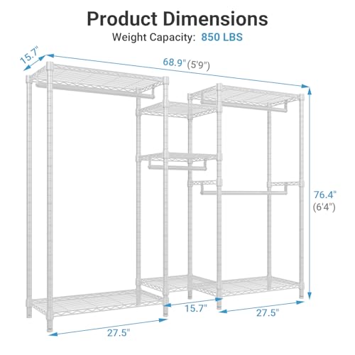 Image of VIPEK Classic V6 Wire Garment Rack, Dynamic Closet System Adjustable