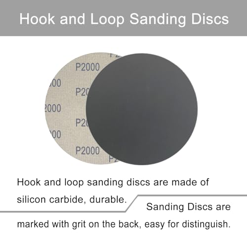 Image of 6 Inch 50 Pcs Wet Dry Sanding Discs Hook and Loop, 2000 Grit Sandpaper Automotive Wood Metal Polishing & Sanding, Silicon Carbide Sand Paper for Random Orbital Sander (Grit 2000)