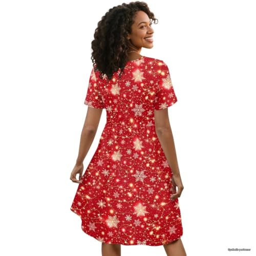 Image of Women's Summer Dresses Short Sleeve Formal Dresses with Pockets