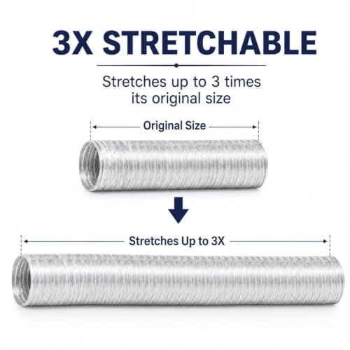 Image of Flexible Chimney Pipe with Cowl For Kitchen | Aluminium Exhaust Pipe | Complete Installation Kit with Cowl Cover, 2m Tape, and 2 Clamp | Fits For Multi Brands (4 Inch-10 Feet Pipe)