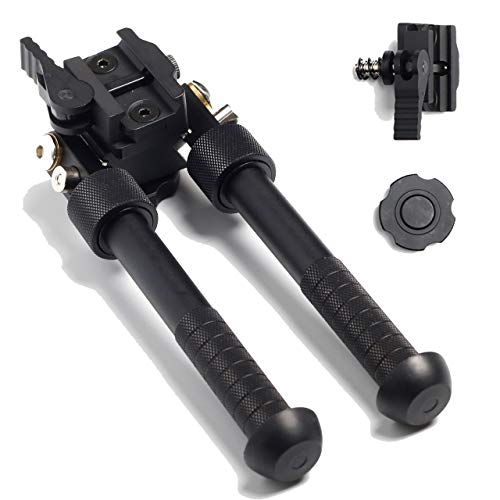 Rimfly Bipode para Rifle V8 de Airsoft Tactico Full Metal Plegable 360º para Caza con Rail Picatinny 20mm Giratorio con Base Antideslizante Ajustable 6/9 Pulgadas 5 Niveles de Altura