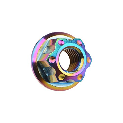 Image of Titanium M6 M8 M10 M12 M14 M16 Flange Bolt Nut Bicycle Motorcycle Rear Axle Car Modification Accessories Pack of 6 (M14 Pitch 1.5mm, Rainbow)