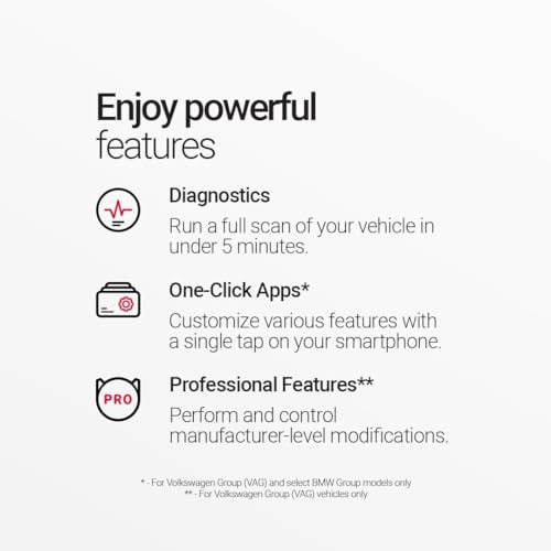 Image of OBDeleven OBD2 Diagnostic Scanner for VW, Audi, Seat, Cupra, Skoda, BMW, Mini - Next Gen Bluetooth Device, Android & iOS Compatible (OBDEleven Device)