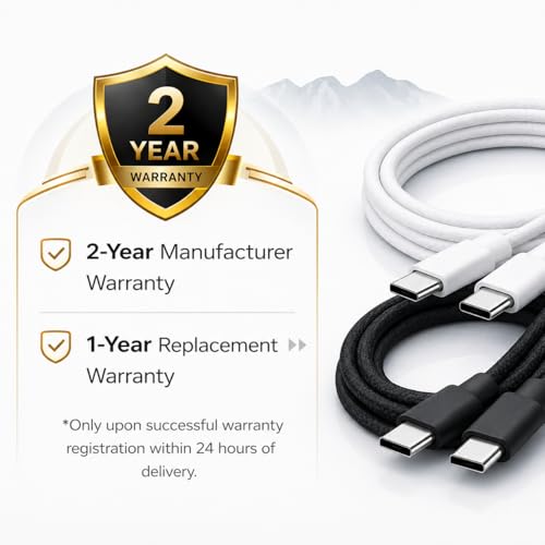 Image of 2-Pack [MFi-Certified] Non-Magnetic USB C - USB C MagCable 1m (Black + White), Soft Silicone Braided, 480Mbps Data Transfer, Compatible with iPhone, Android, MacBook, 2 Year Warranty with Registration