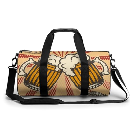 Sac de gym bière rétro et duffel bag voyage 45x23x23cm pour camping et randonnée