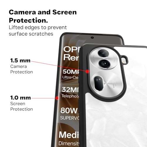 Image of RIGGEAR Shockproof Sleek Hybrid Armor Back Cover Case Compatible with Oppo Reno 11 Pro 5G (Clear PC + Black TPU Bumper)