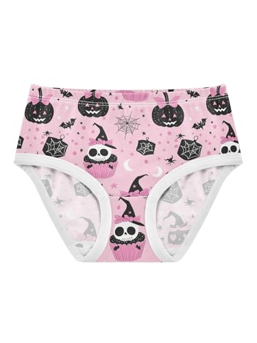 ZZKKO Pink Bow Skull Pumpkin Girls Underwear Toddler Panties for Girls Comfort Brief Size 2T