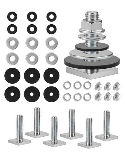 T Slot Bolts for Roof Rack Cross Bars, Platform, Cargo Basket, Stainless M6x35mm/M8x30mm, 3mm Thick, Square T Track Bolt Adapter to Secure Bike/Ski/Kayak Rack, Solar Panel, Awning