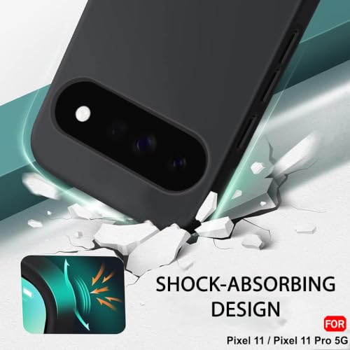 Image of TheGiftKart Genuine Liquid Silicone Back Cover Case for Google Pixel 11 | Soft Micro-Fibre Lining Inside | Camera Protection Bump | Shockproof Back Cover Case for Google Pixel 11 (Silicone, Black)