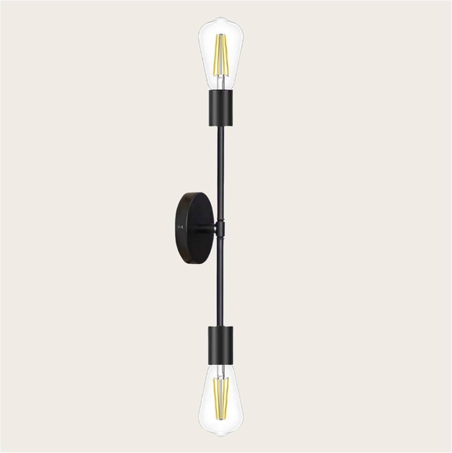 Lámpara de pared industrial retro, 2 luces de espejo de tocador, apliques dobles para cocina, sala de estar, dormitorio, E27 Lampara Pared (negro)