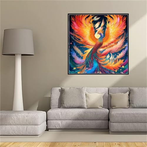 Diamond Painting Oiseau Phoenix 5D | Kit de Broderie Diamant Complet Adulte 40x40cm