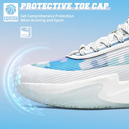 ASHION Boys Girls Shoes Sneakers Kids Shoes Boy's Basketball Shoes for Kids Basketball Shoes Tennis Shoes Non-Slip Sneakers(8,A-Blue)3