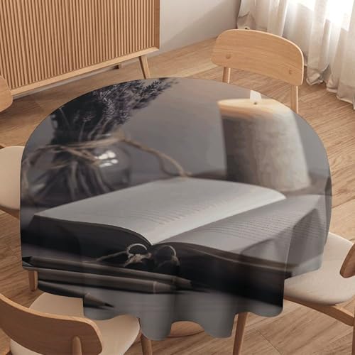Nappe ronde 152 cm Light A Candle imperméable pour table de repas - 5