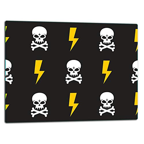 TMK | Tagliere in vetro ceranfeld 1 telig 52 x 40 cm, piastra di taglio in vetro, paraspruzzi, piastra universale in vetro, decorazione nera