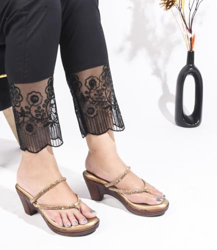 Image of TRYME Gorgeous Wedge Slip On Sandal Embellished Rhinestones Strap Platform Party Heels For Womens & Girls