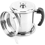 ♥Múltiples Usos: La bandeja de aceite hace que la grasa de tocino, el aceite comestible, el aceite de coco, la grasa y el aceite para freír sean reutilizables al filtrar partículas y proporciona un almacenamiento conveniente. También se puede usar en la cocina para tamizar harina, preparar té de hojas sueltas, filtrar la salsa grumosa, etc.