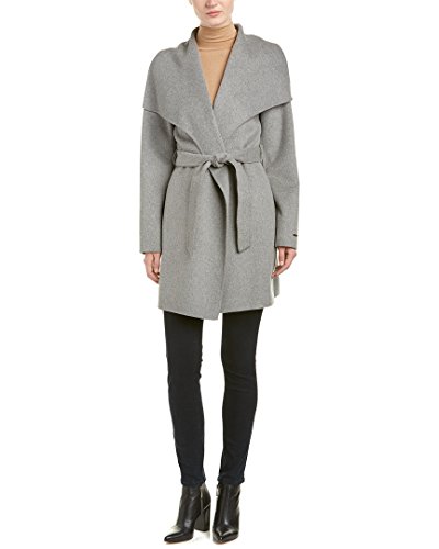 Image of TAHARI Women's Double-faced Luxury Soft Wool Blend Peacoat- Wrap Wool Coat With Removable Belt