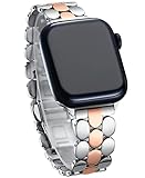 Silver Rose Gold Bands Compatible with Apple Watch 40mm 41mm 42mm 38mm 44mm 45mm 46mm 49mm for Women, Compatible with Apple Watch Series 10,Se,9,8,7, 6,SE,5,4,3,2,1 for iWatch Bands