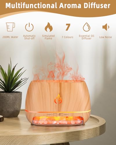 Nuxory Diffusore di Aromi con Effetto Fiamma, 250ml 7 Colori Diffusore di Oli Essenziali con Luce a Effetto, diffusore di aromaterapia a fiamma per Casa, Spegnimento Automatico, Silenzioso - 2