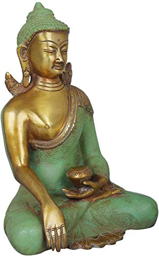 Statue de Shakyamuni en laiton doré avec Bhumisparsha Mudra