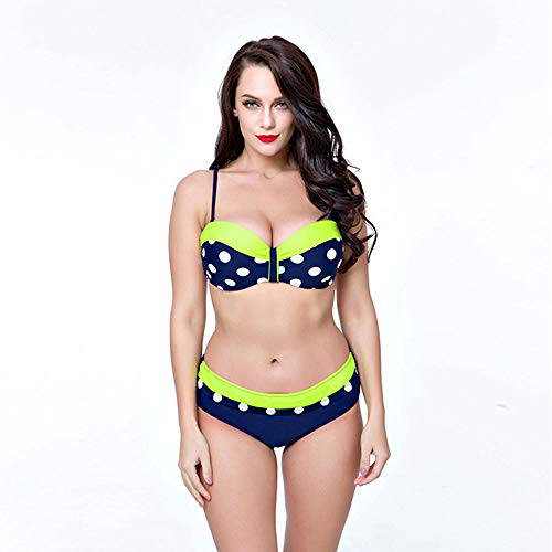 Maillot de Bain Deux pièces Bikini Suit Vintage Polka Dot Taille Haute Push Up Maillots De Bain Sexy Bikini Set Ensembles (Couleur : Bleu, Size : 50) Cover