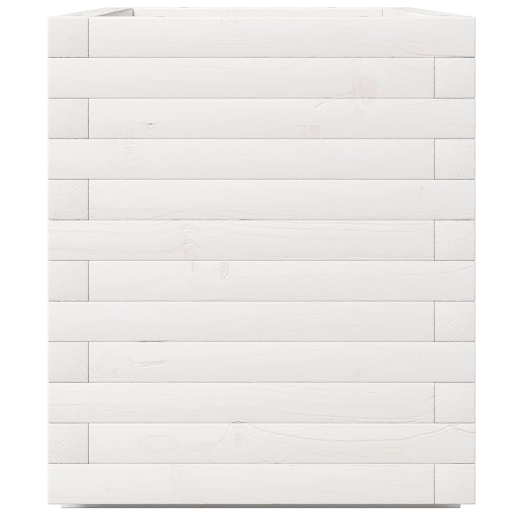 Bancal de pino 70 x 40 x 49,5 cm, color blanco, maceta de madera, jardinera elevada para balcón, verduras, hierbas, flores, ahorra espacio