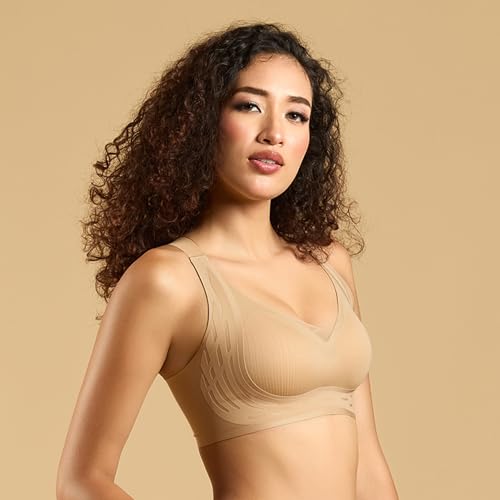 Image of SOIE Women Padded Non Wired Full Coverage Seamless T-Shirt Bra with Mesh Detailing