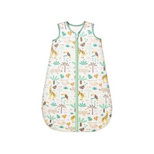 ToyaTec Gigoteuse pour bébé 1.0 Tog, en rayonne ultra douce fabriquée à partir de bambou, sac de couchage en fibre de bambou biologique pour bébé, idéal pour toutes les saisons(Girafe,S)