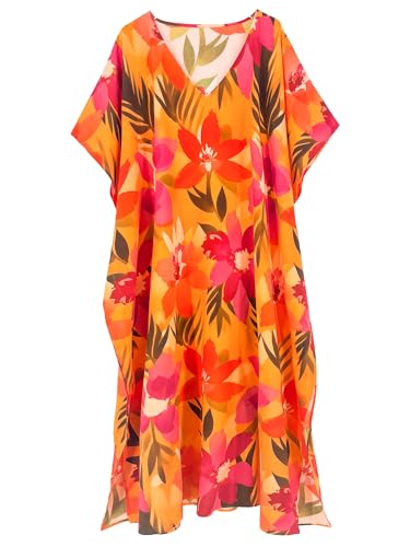 Image of Moss Rose Kaftan Dresses for Women Summer Swimsuit Cover up Caftan Dress | Moo Moos for Women, Batwing Sleeve, Plus Size Kaftan Dress, Maxi Caftan Beach Dress